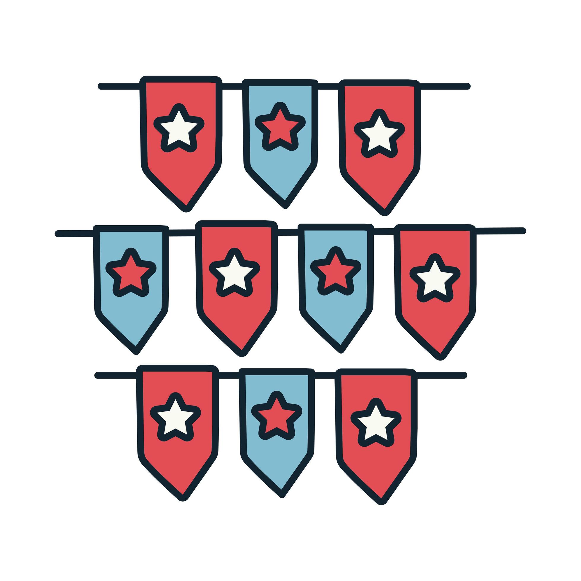 garlands with stars 4 de july line and fill style 2585681 Vector Art at