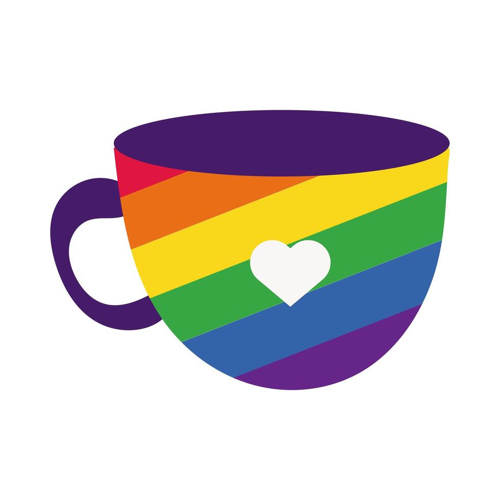 taza con estilo de dibujo a mano de bandera del orgullo gay vector