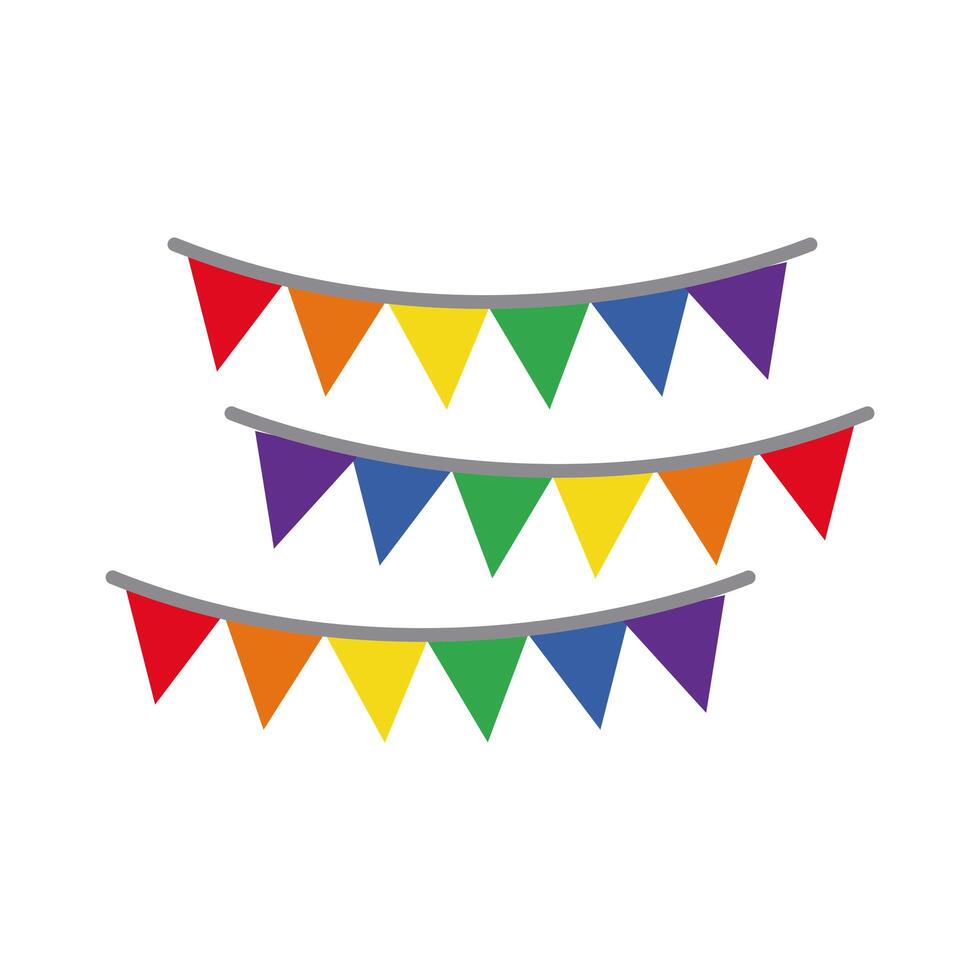 garlands hanging with gay pride colors hand draw style vector
