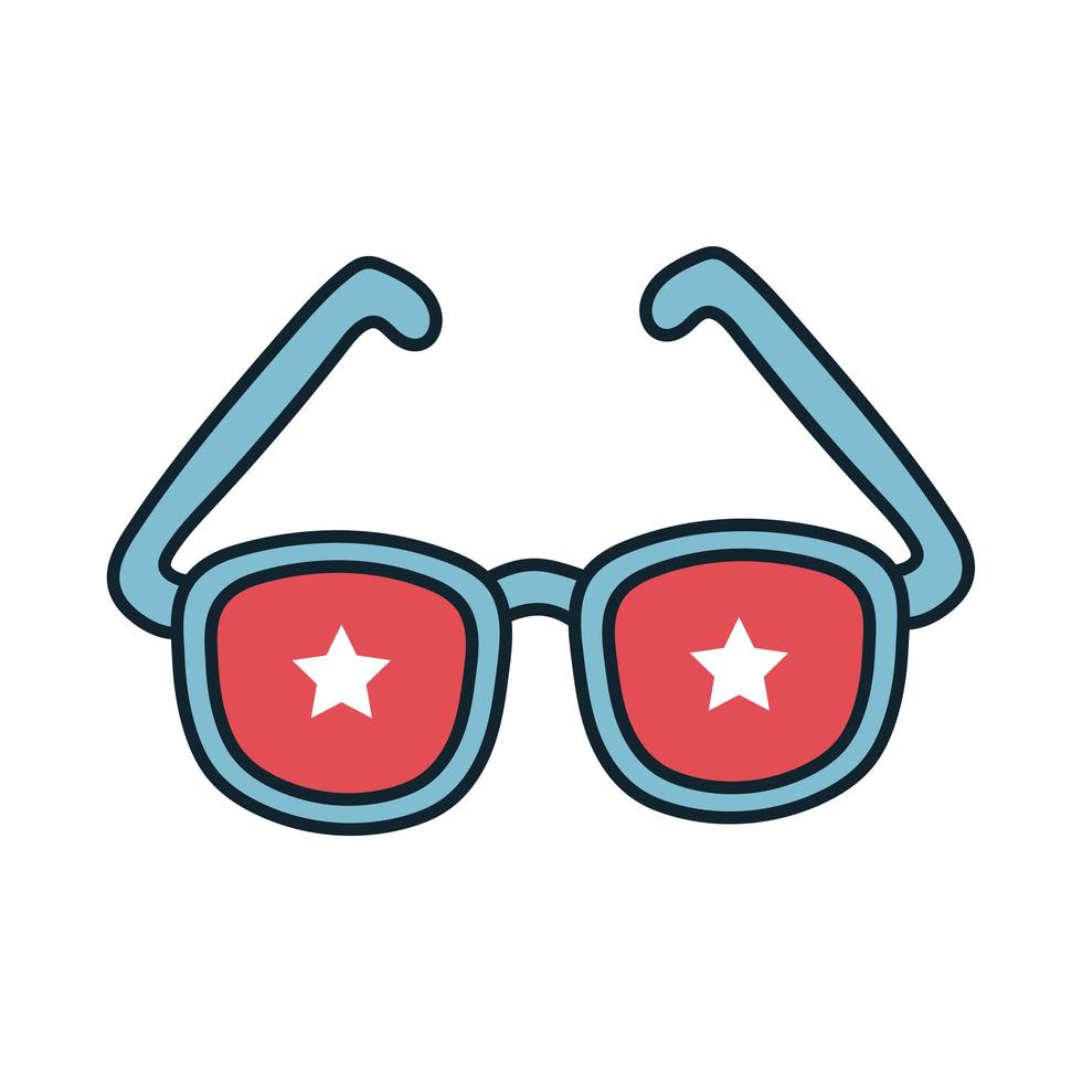 sunglasses with stars line and fill style vector