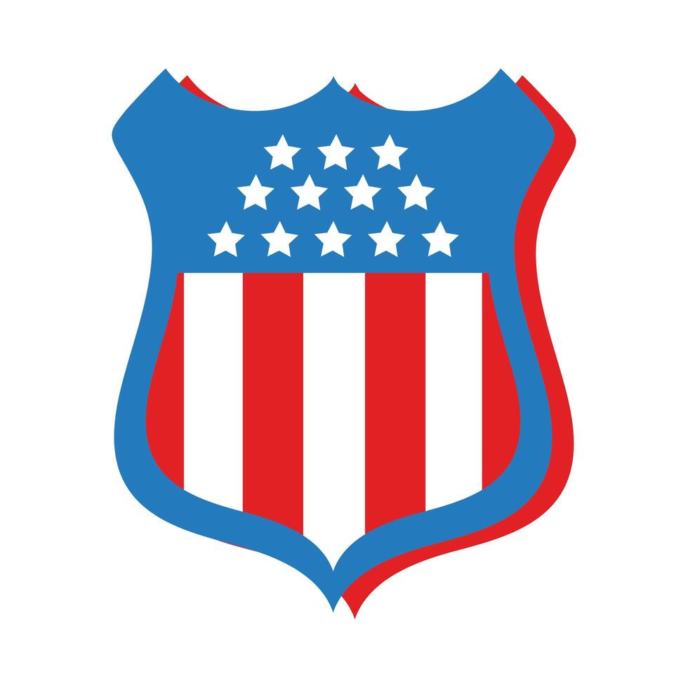 shield with usa flag flat style vector