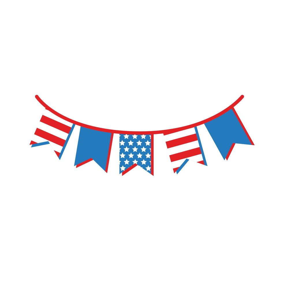 garlands with usa flag flat style vector