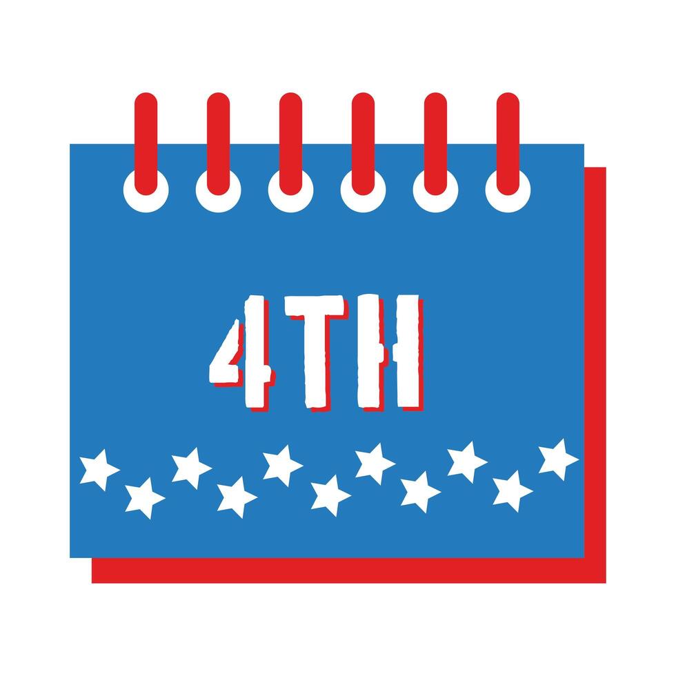 calendar with stars fourth july flat style vector