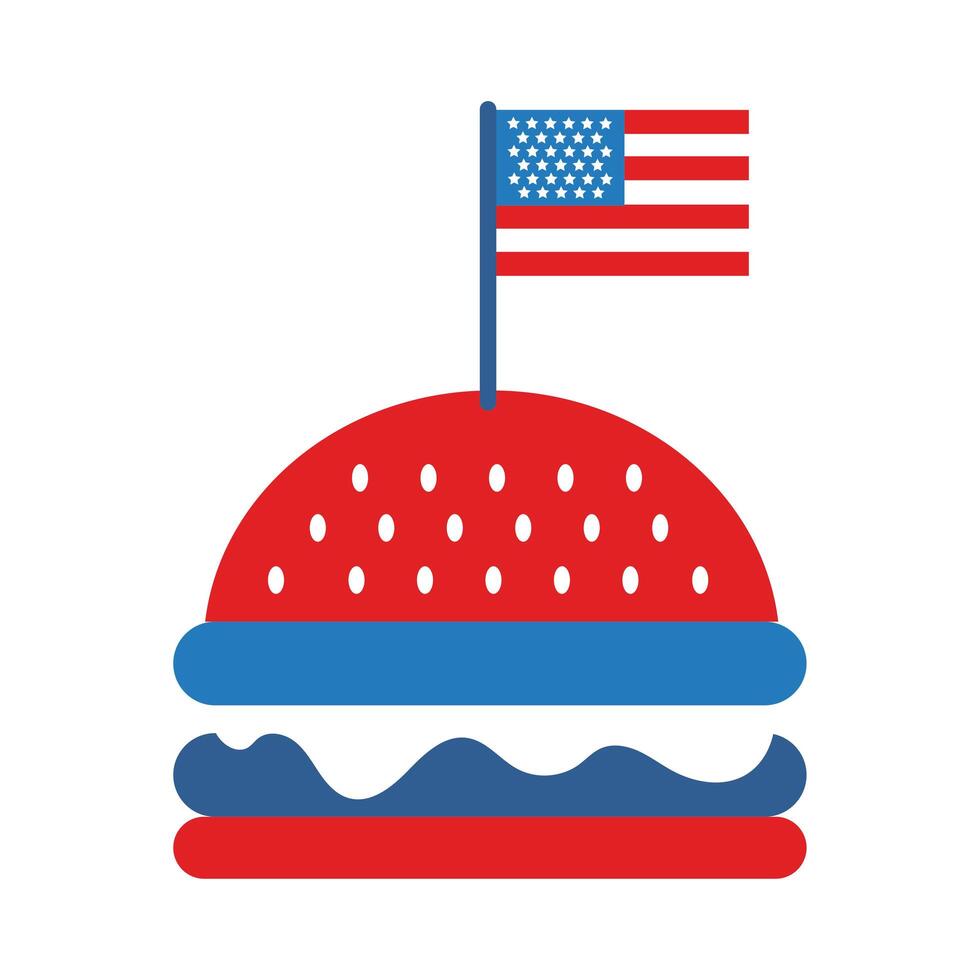 hamburguesa con bandera de estados unidos estilo plano vector