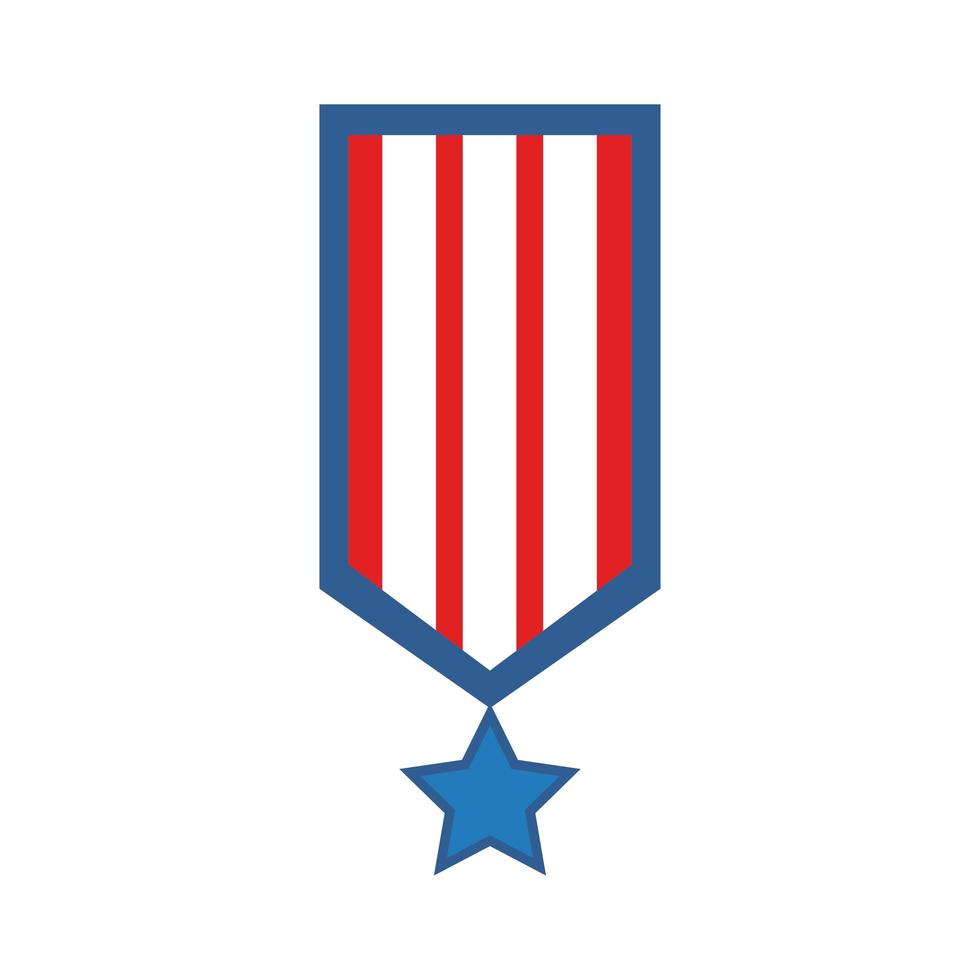 medal with stripes and star independence day flat style vector