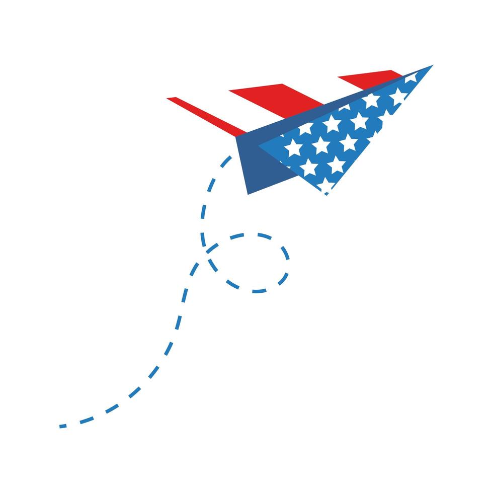 paper airplane with usa flag flat style vector