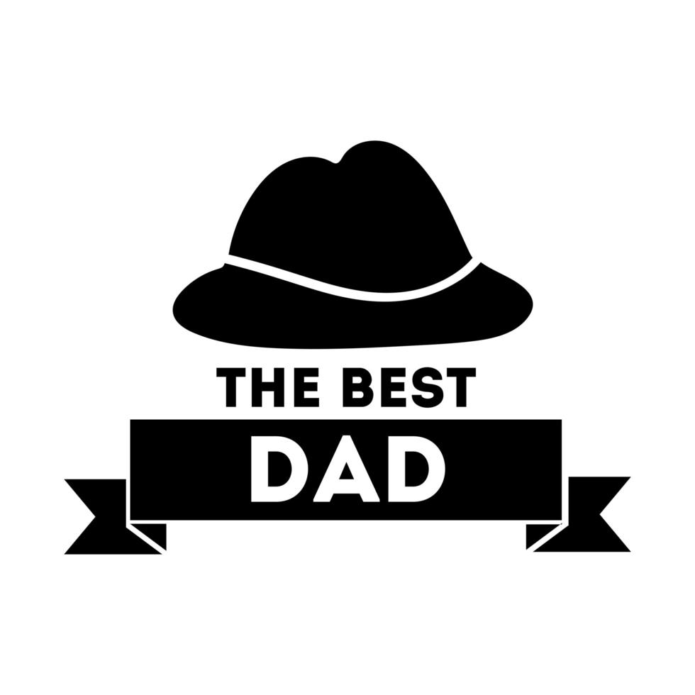 happy fathers day seal with hat line style vector