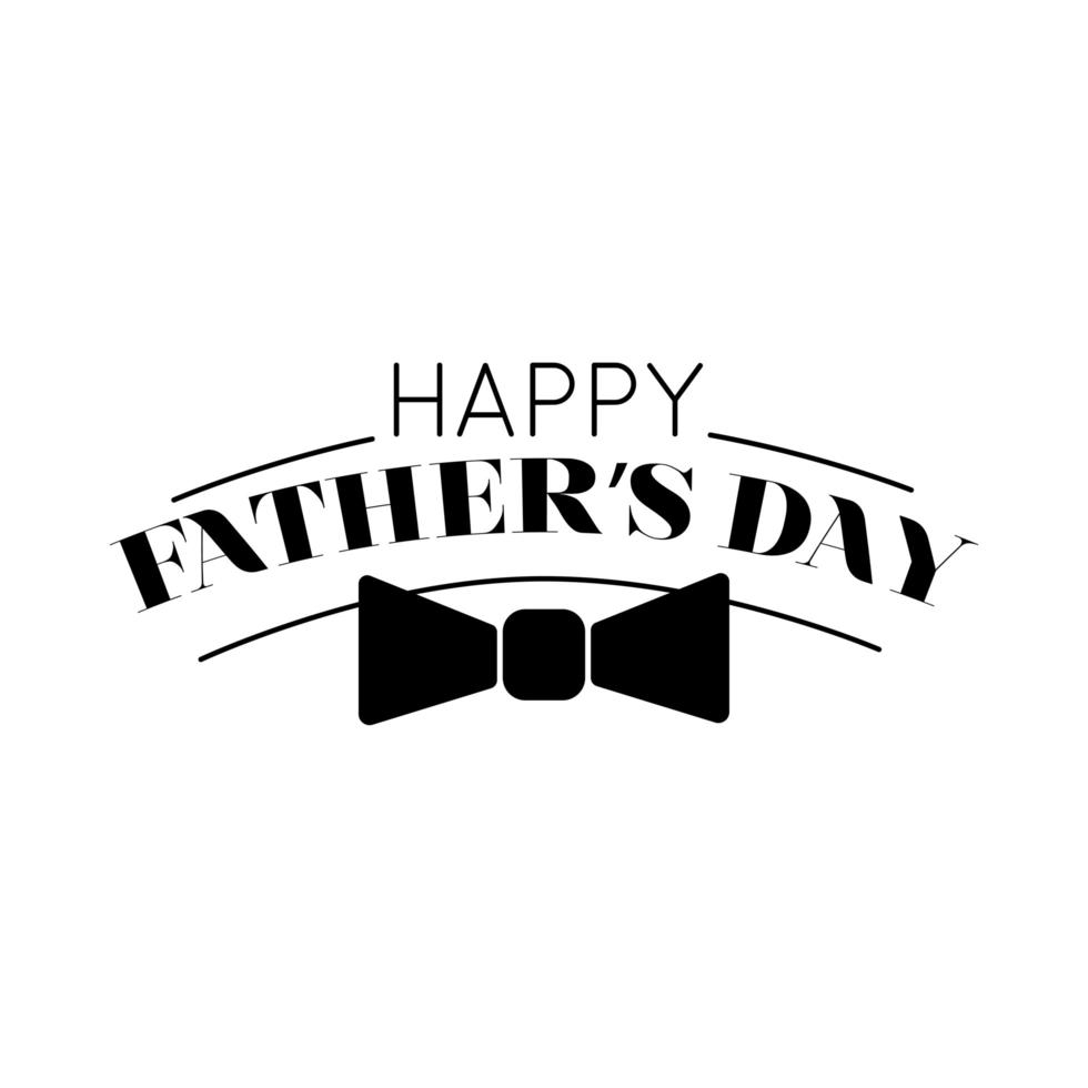 happy fathers day seal with bowtie line style icon vector