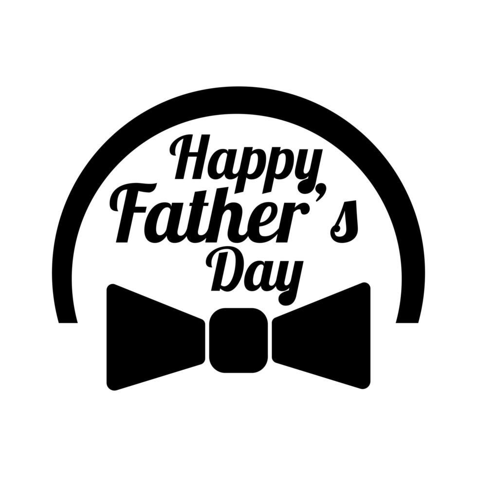 happy fathers day seal with bowtie line style icon vector