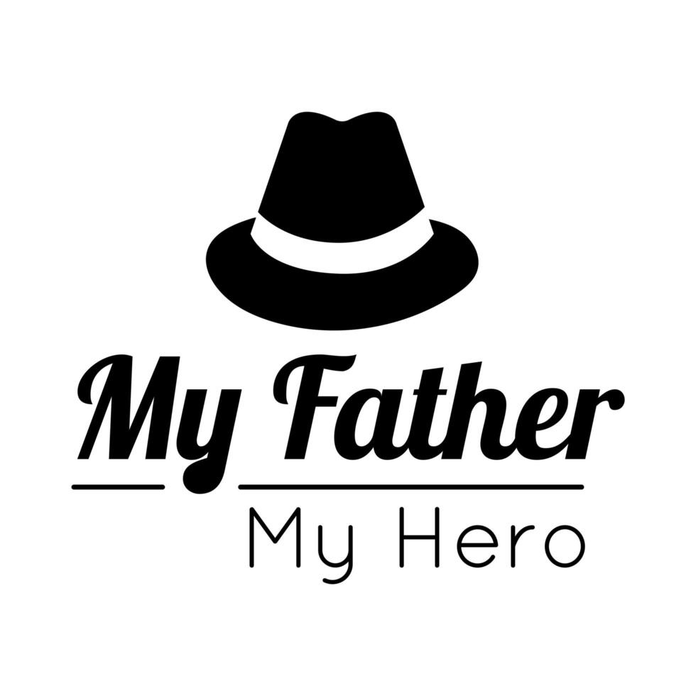happy fathers day seal with hat line style vector