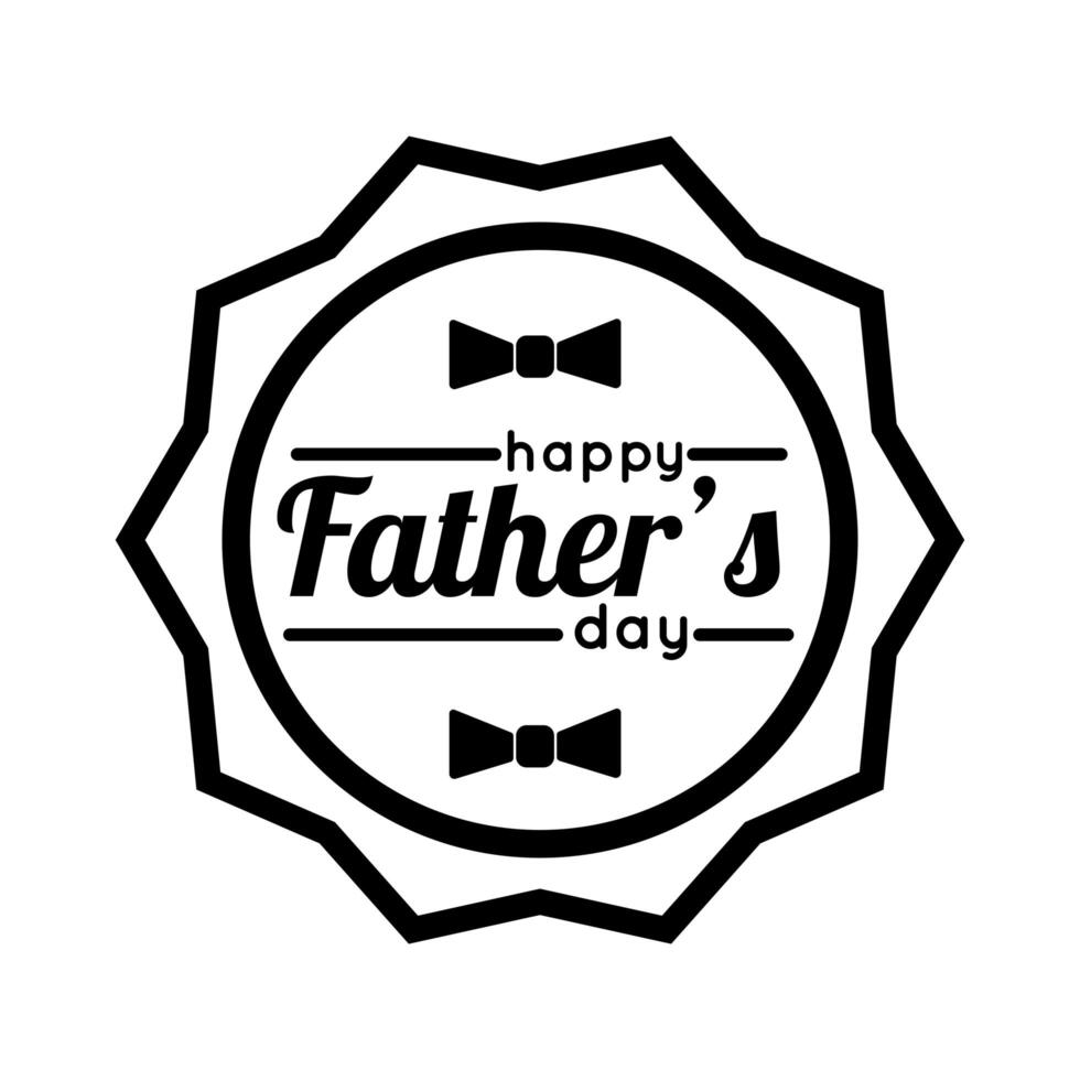 happy fathers day seal with bowtie line style icon vector