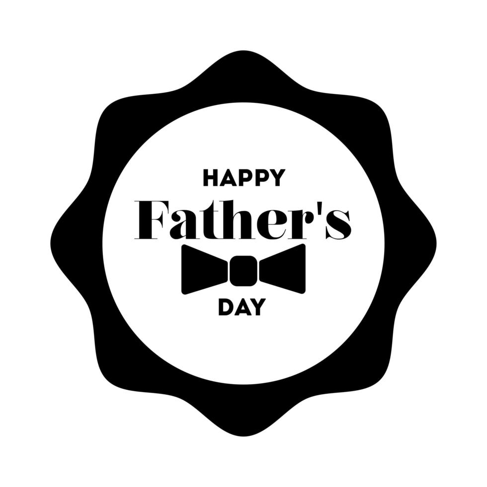 happy fathers day seal with bowtie line style icon vector