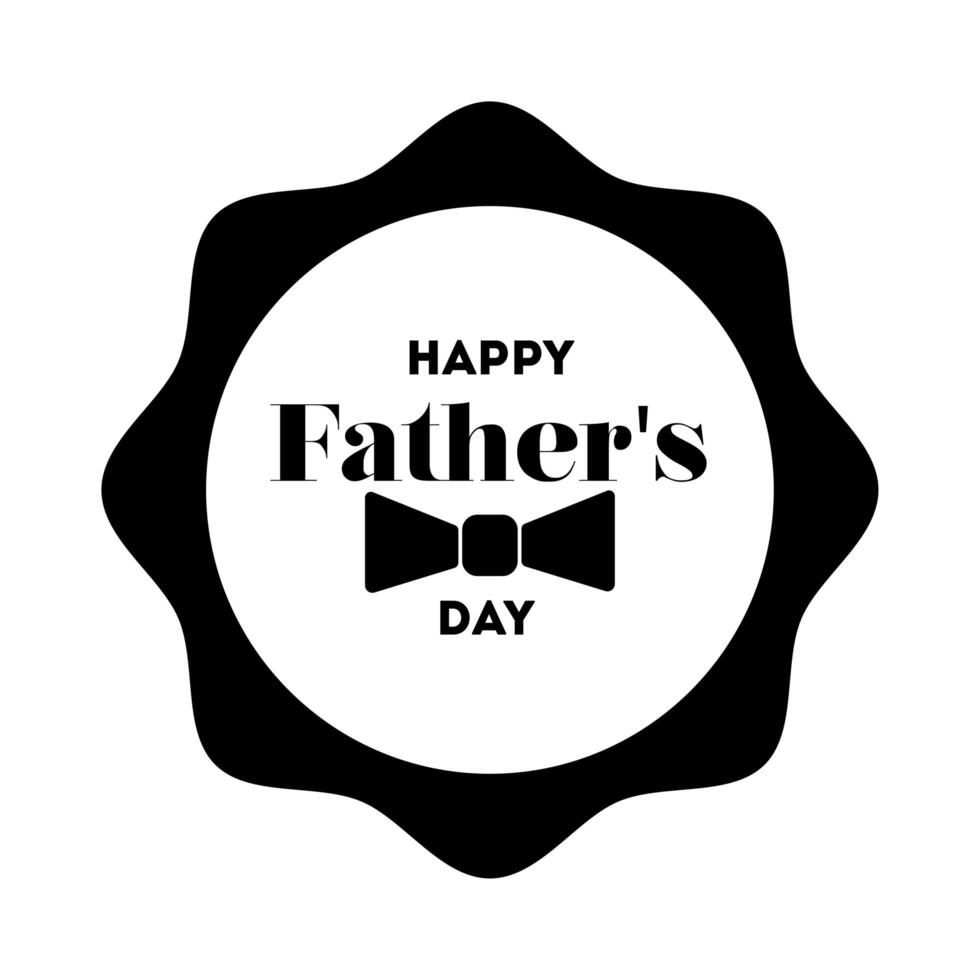 happy fathers day seal with bowtie line style icon vector