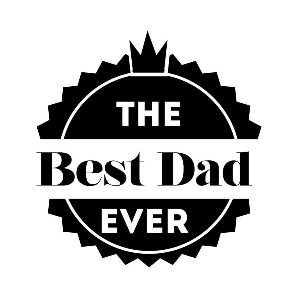 happy fathers day seal with king crown line style vector