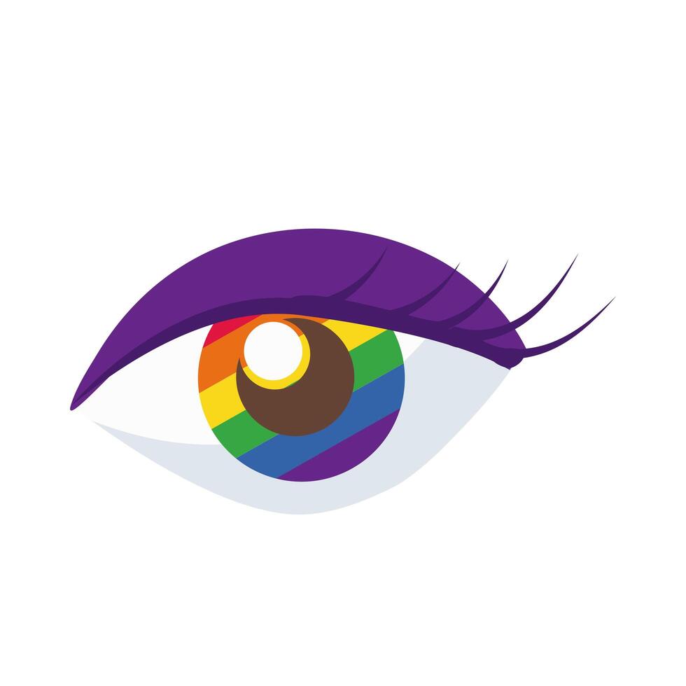 eye human with gay pride flag hand draw style vector