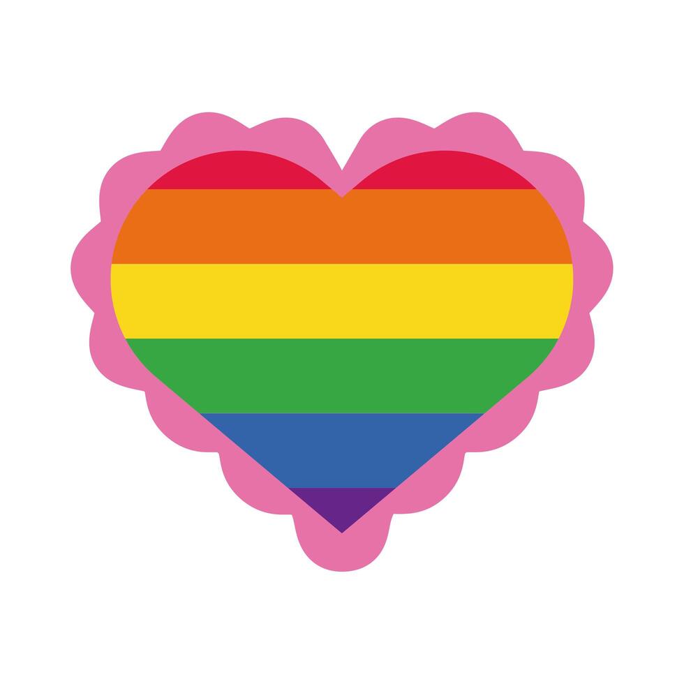 corazón con bandera gay estilo de dibujo a mano vector