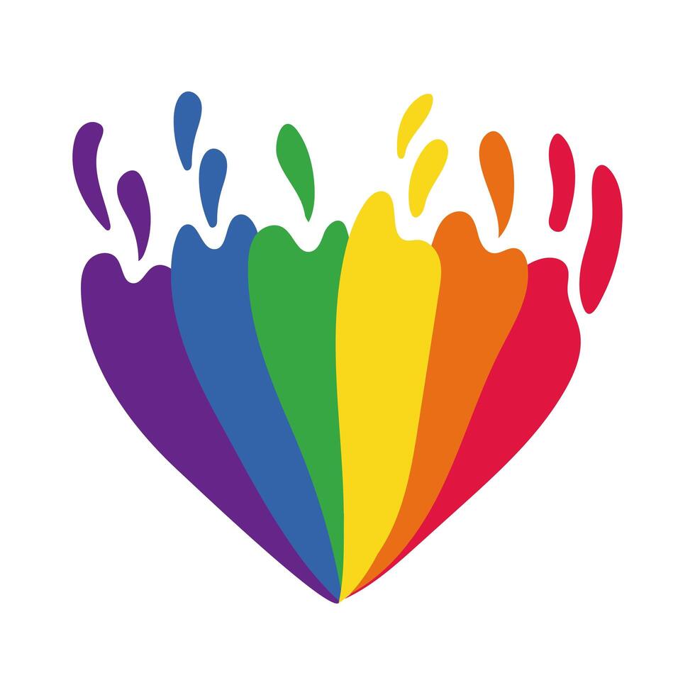 heart with gay pride flag hand draw style vector