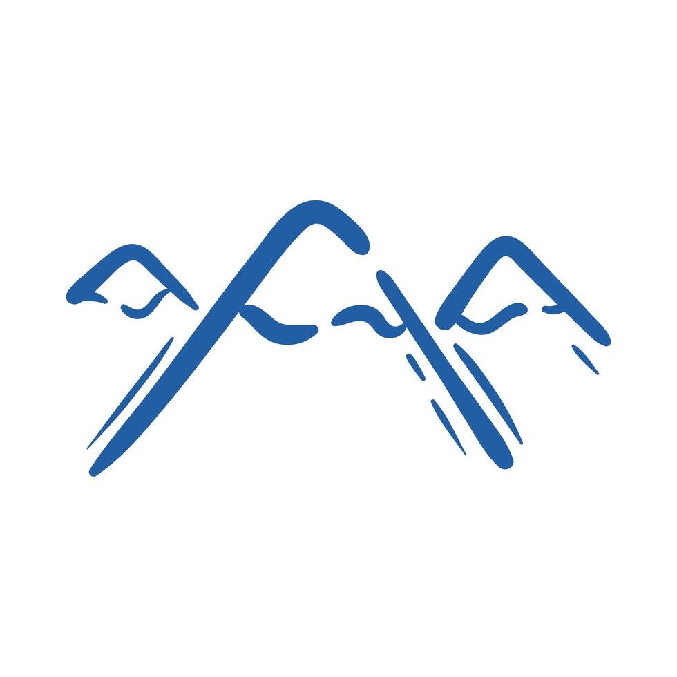 mountains with snow hand draw style icon vector