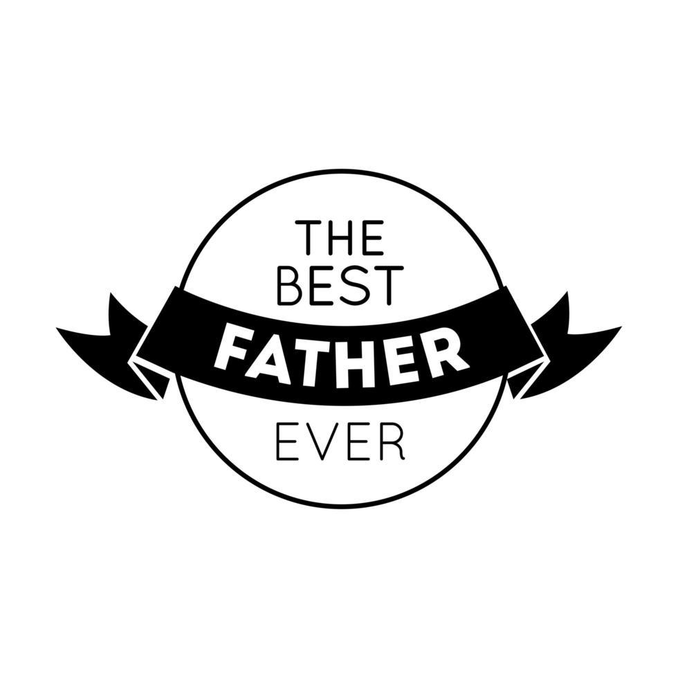 happy fathers day frame with ribbon line style vector