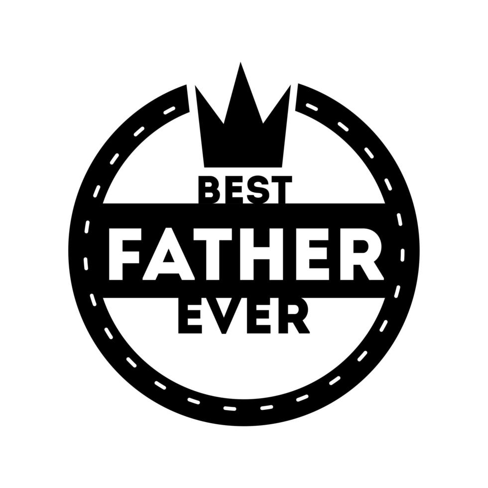 happy fathers day seal with king crown line style vector