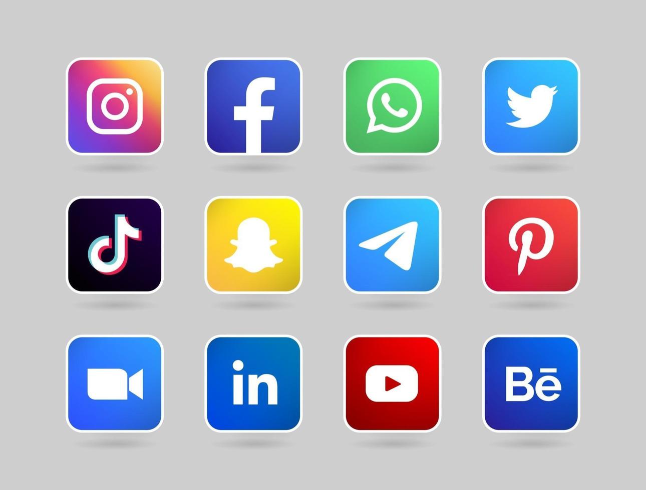 round social media button with line vector