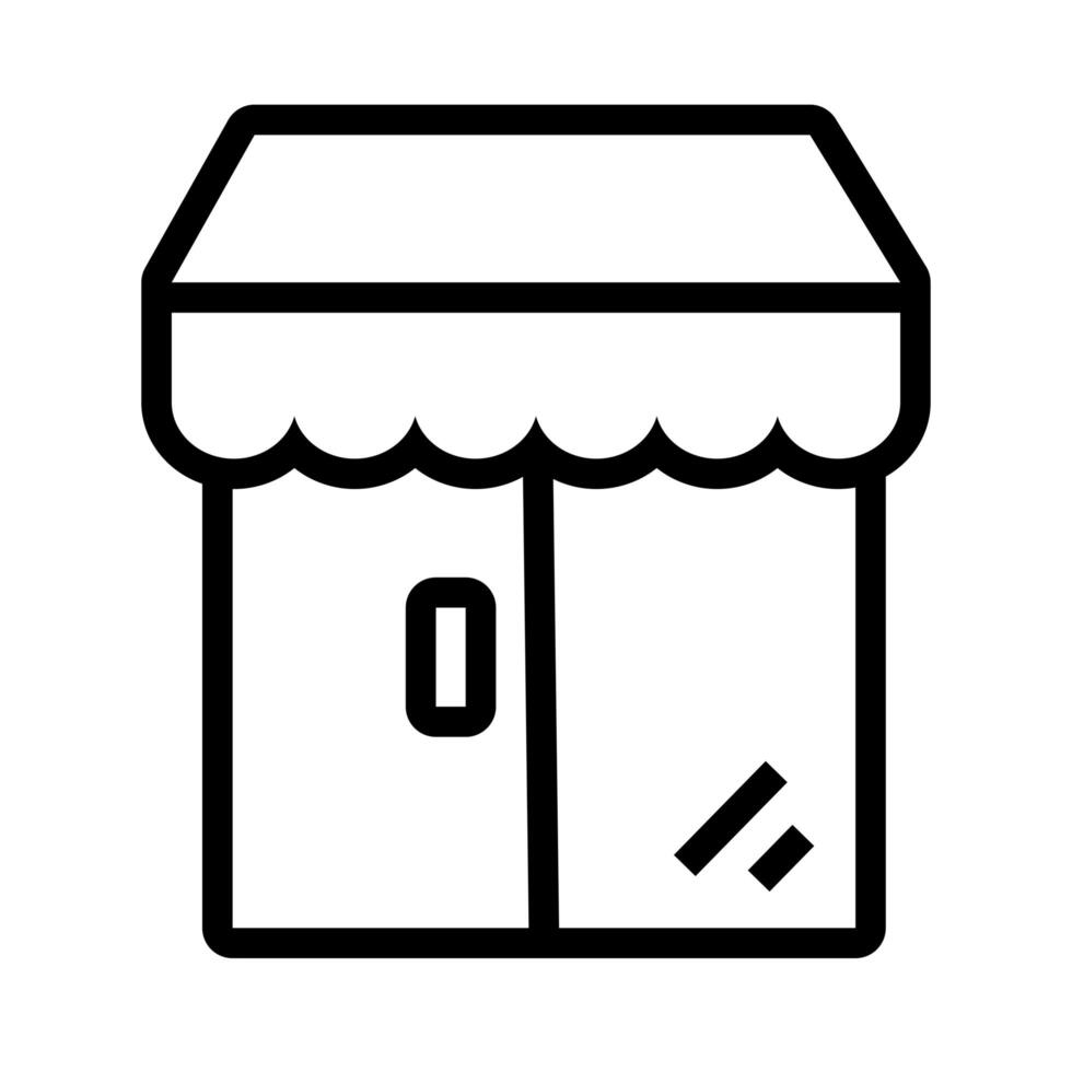 store building with parasol flat style icon vector