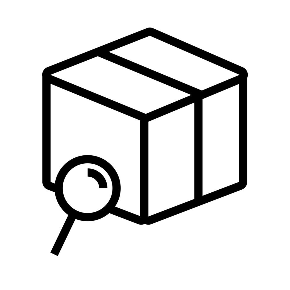 box with magnifying glass delivery service flat style vector