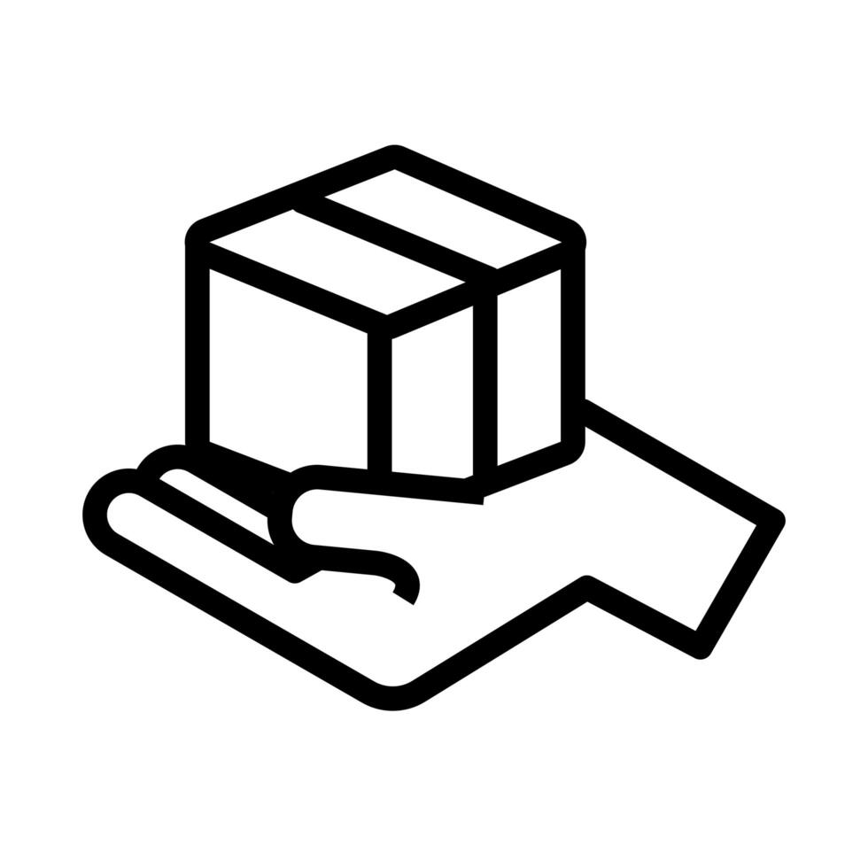 hand lifting box delivery service flat style vector