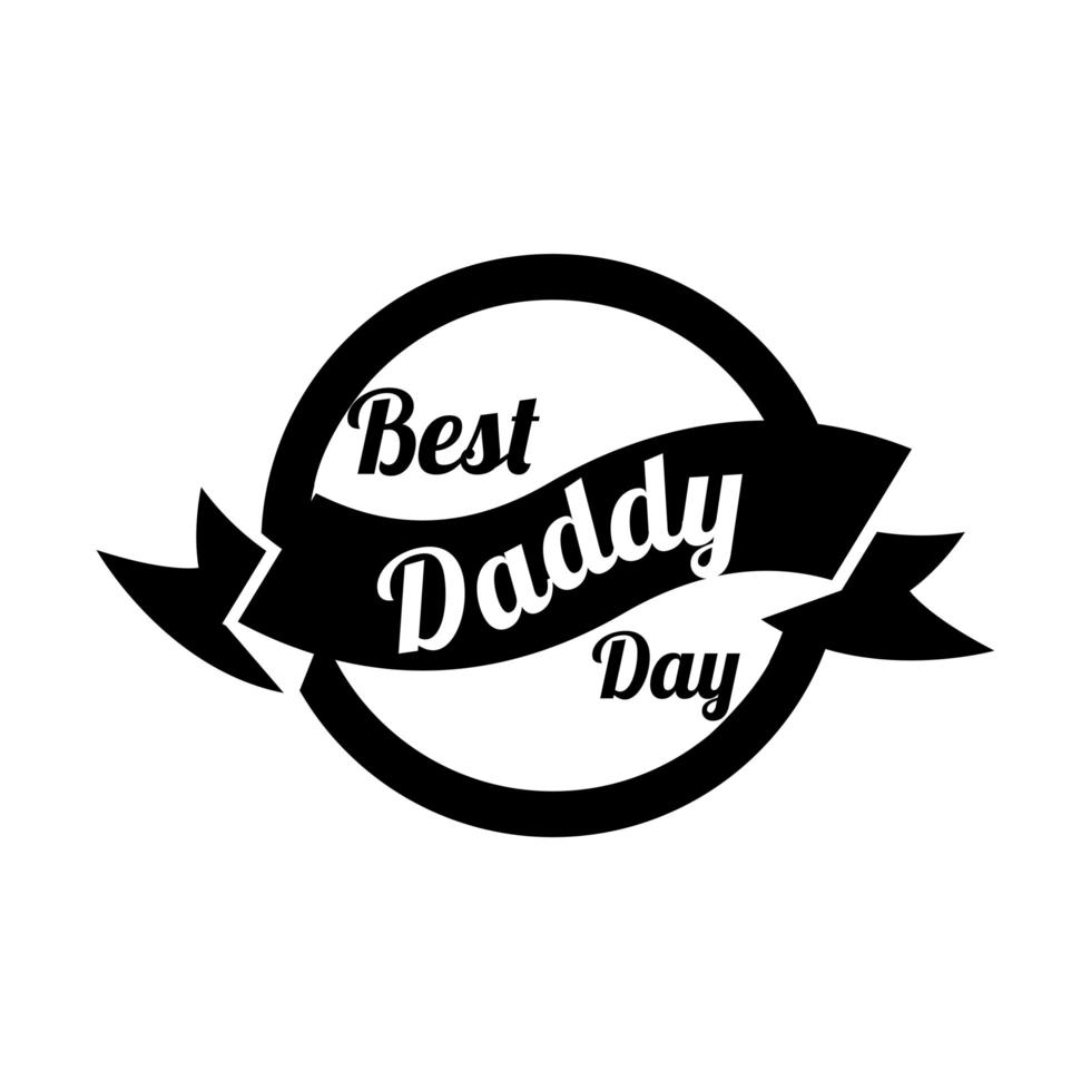 happy fathers day frame with ribbon line style vector