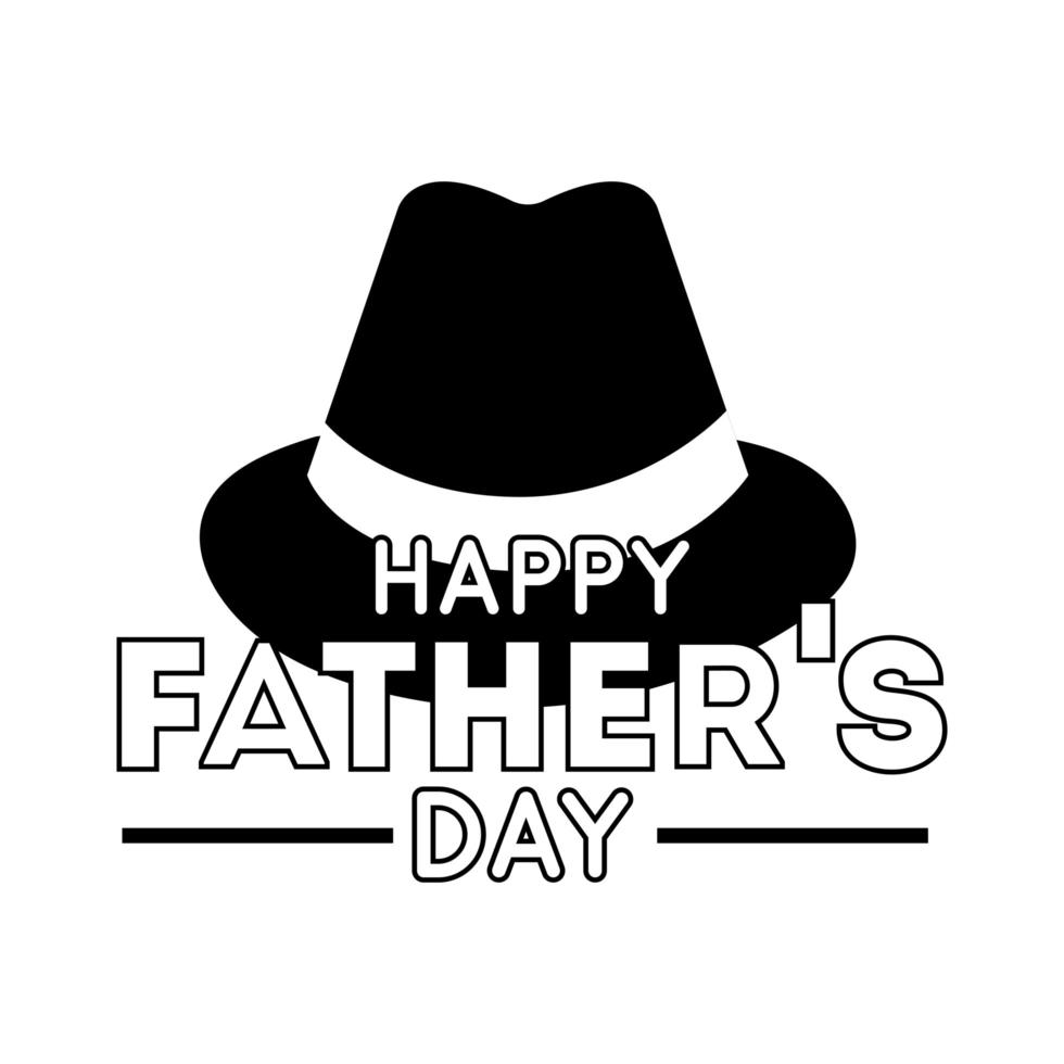 happy fathers day seal with hat line style vector