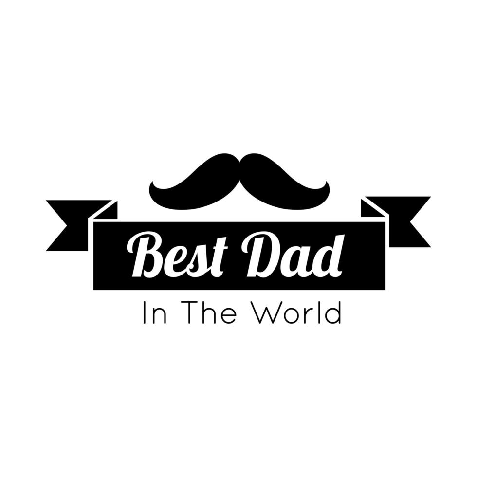 happy fathers day seal with mustache line style vector