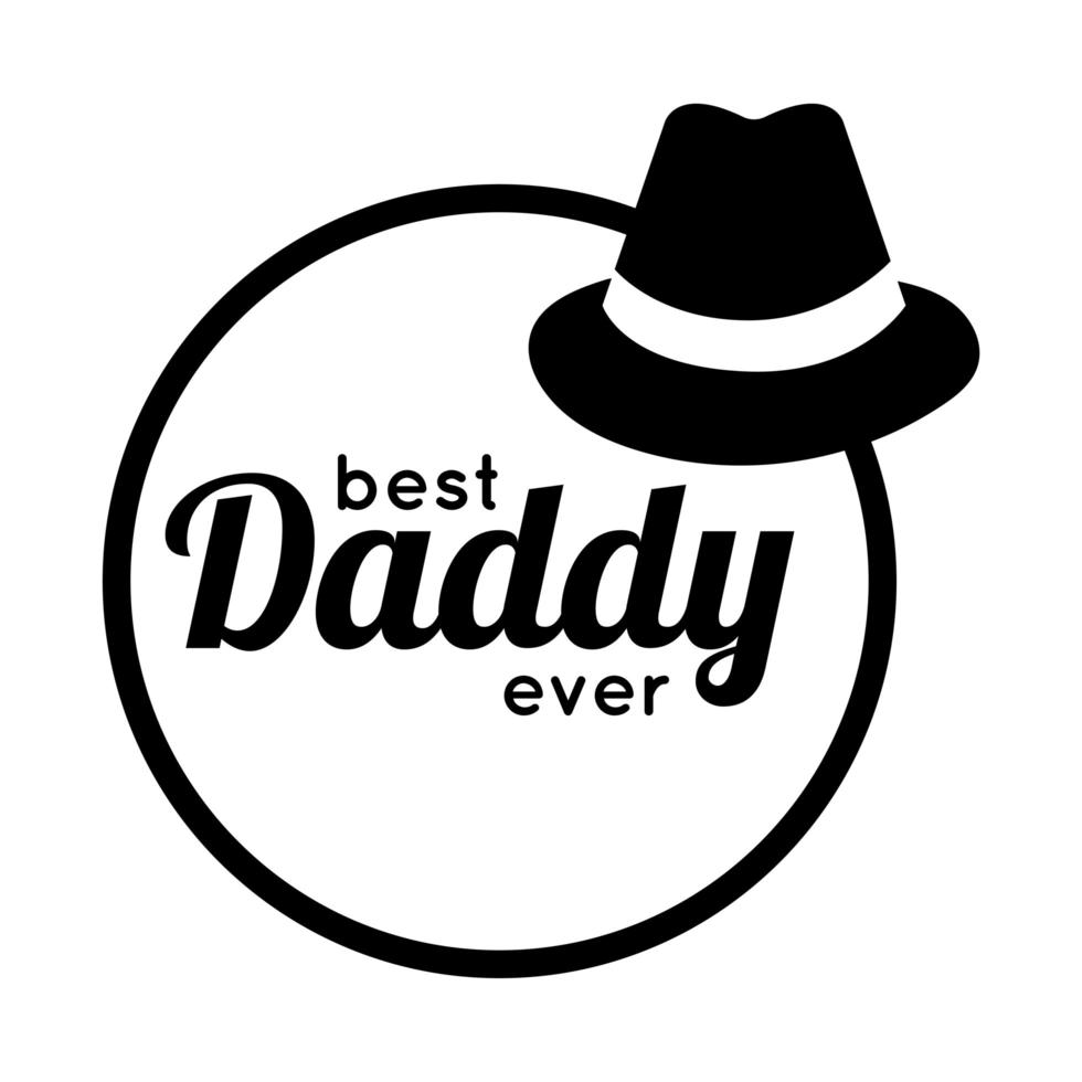 happy fathers day seal with hat line style vector