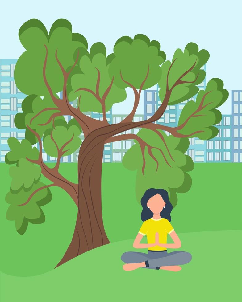 Woman doing yoga in nature vector