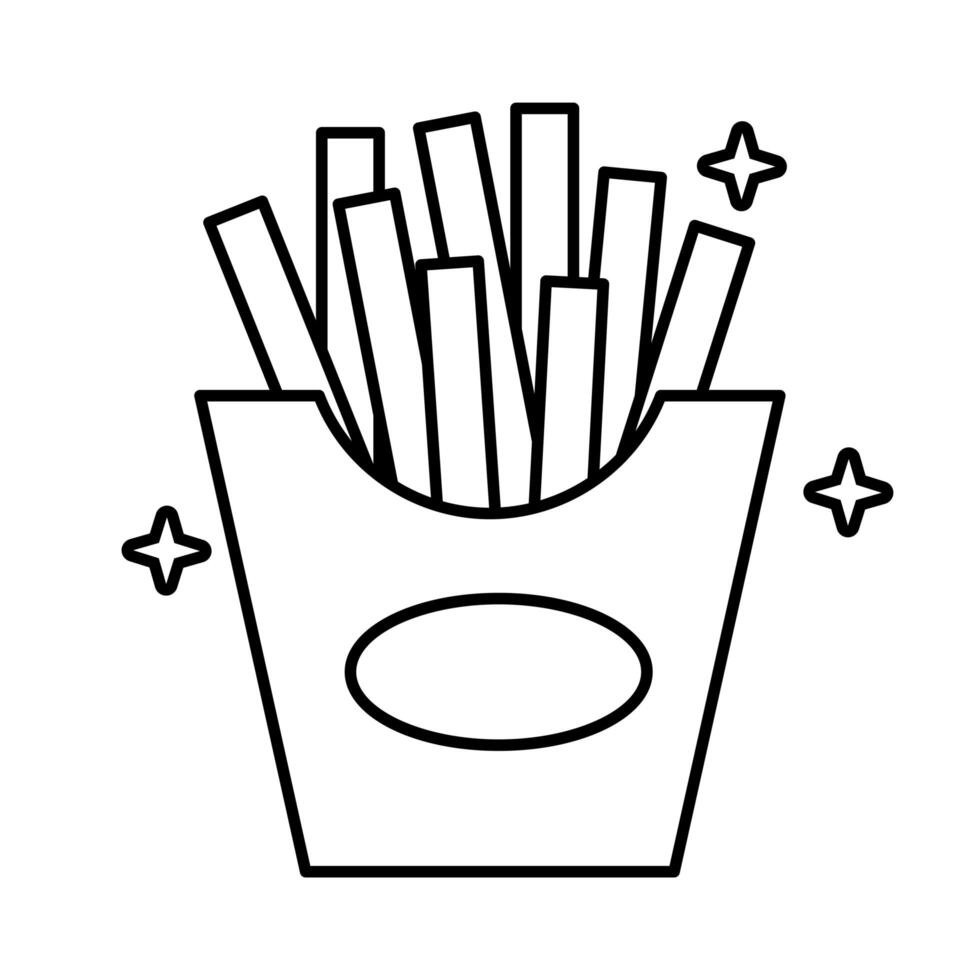 deliciosas papas fritas icono de estilo de línea de comida rápida vector