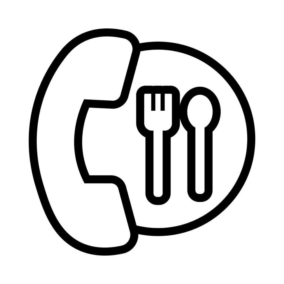 restaurant telephone with cutleries flat style vector