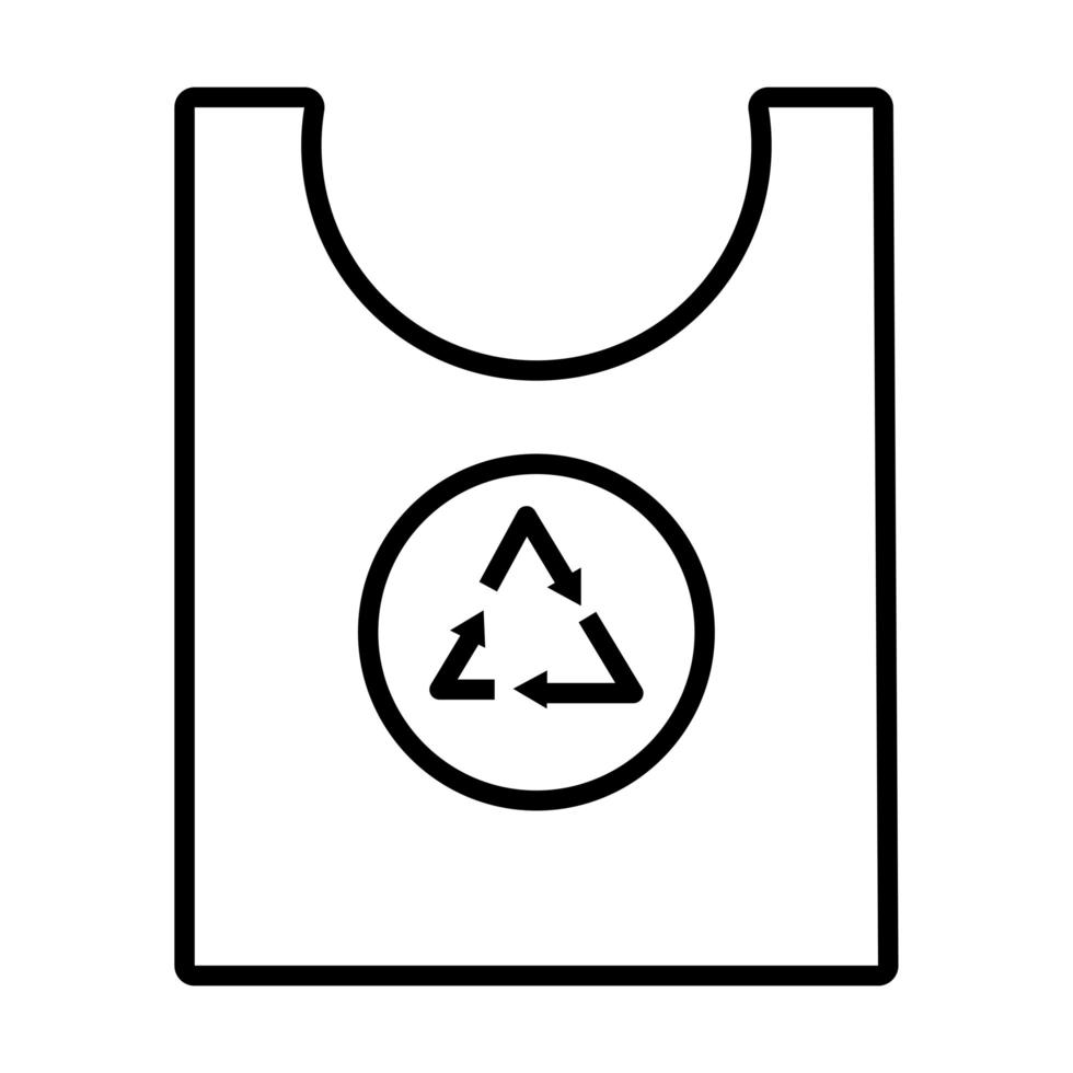 bolsa de plástico con flechas reciclar símbolo estilo de línea vector