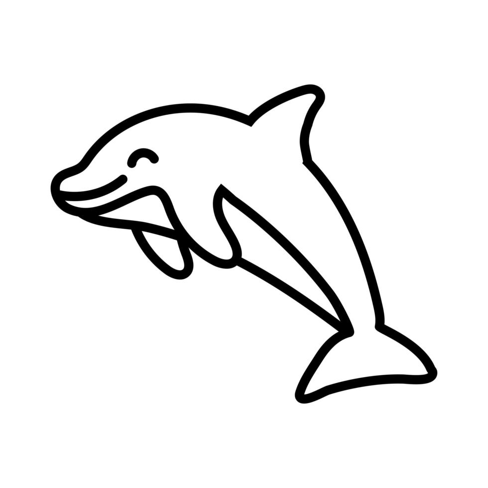 icono de estilo de línea de pez delfín vector