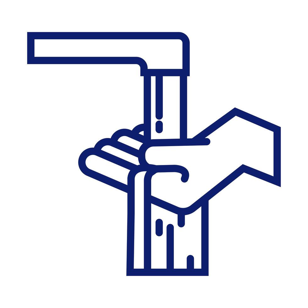 hand washing with water tap line style icon vector