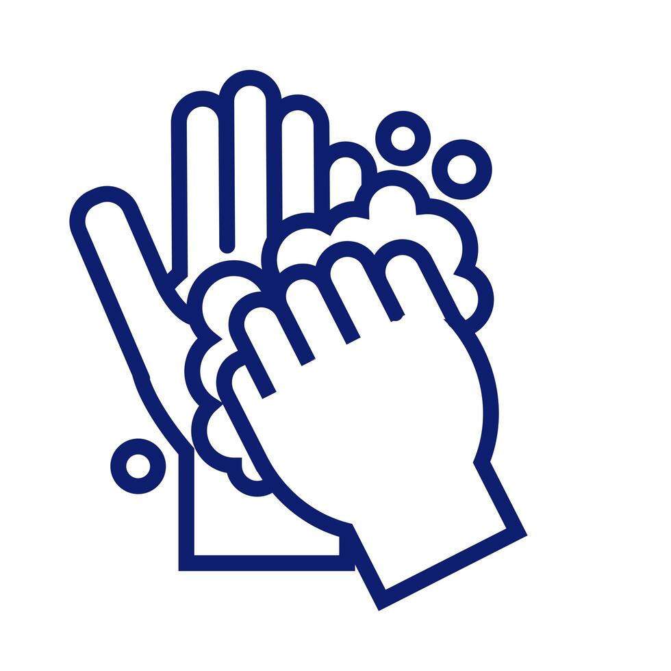 hands washing with foam line style icon vector