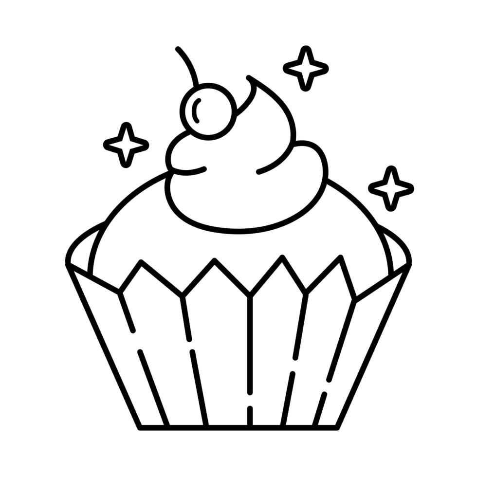 dulce cupcake delicioso icono de estilo de línea vector