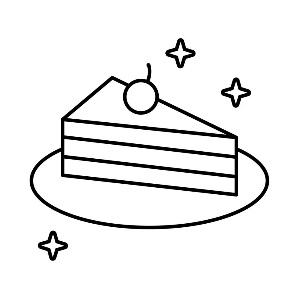 sweet cake birthday line style icon vector