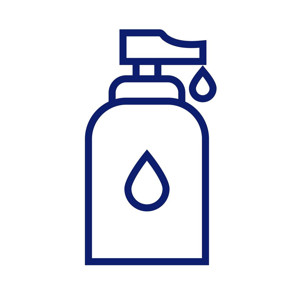 antibacterial soap bottle line style icon vector