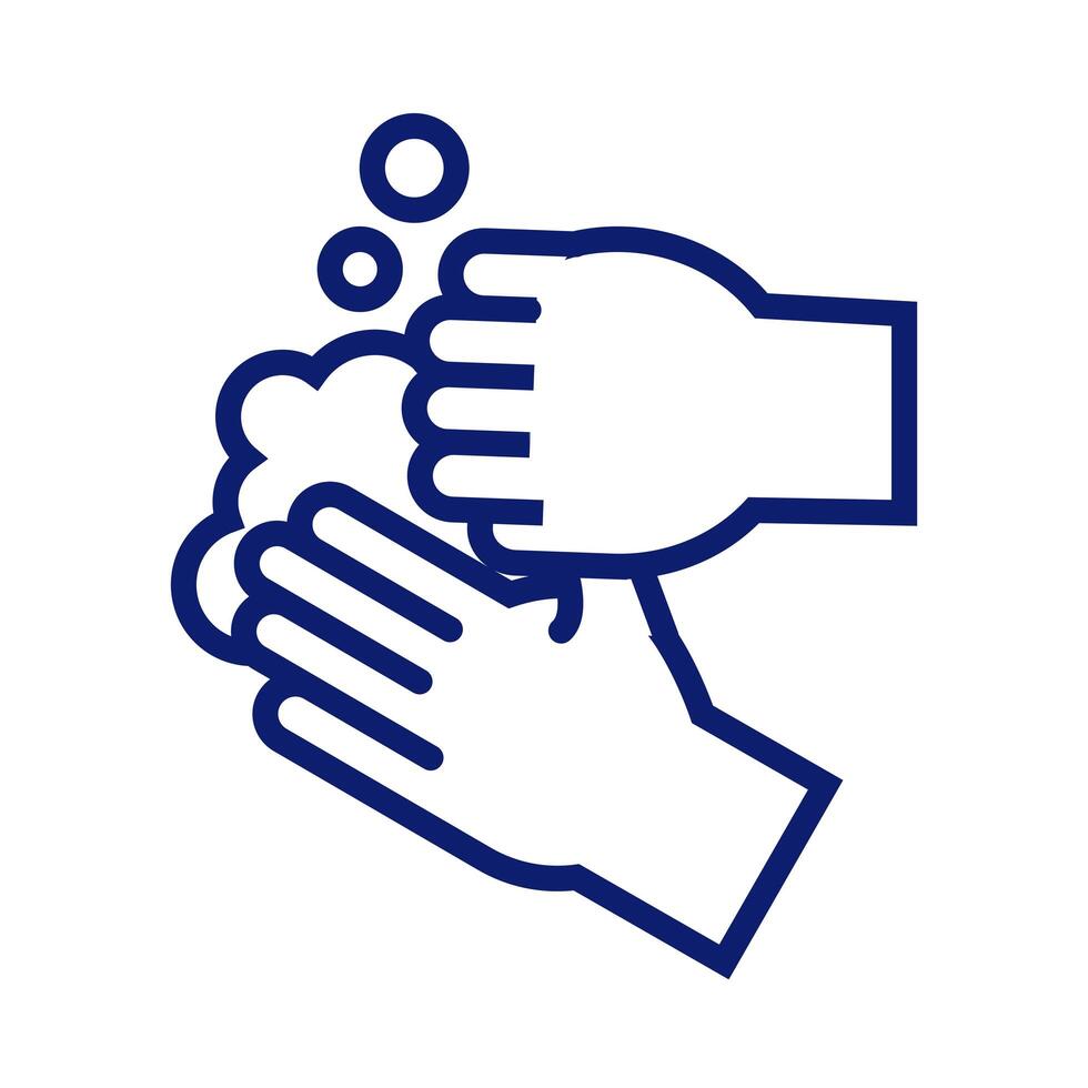 hands washing with foam line style icon vector