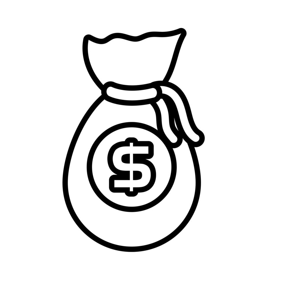 icono de estilo de línea de bolsa de dinero vector