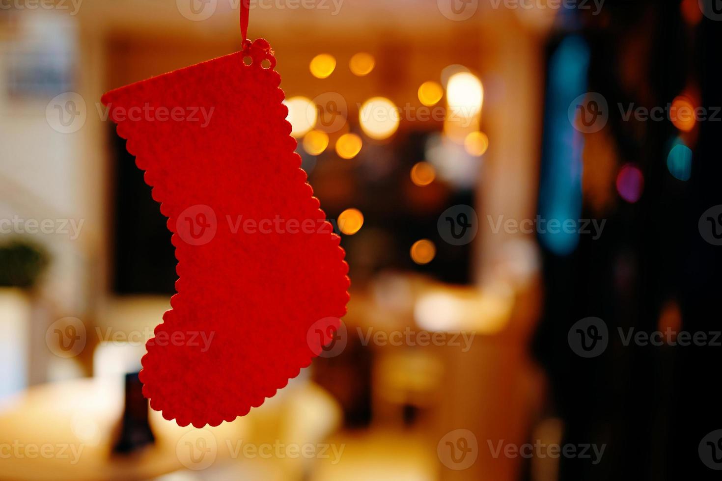 calcetín rojo navideño. foto