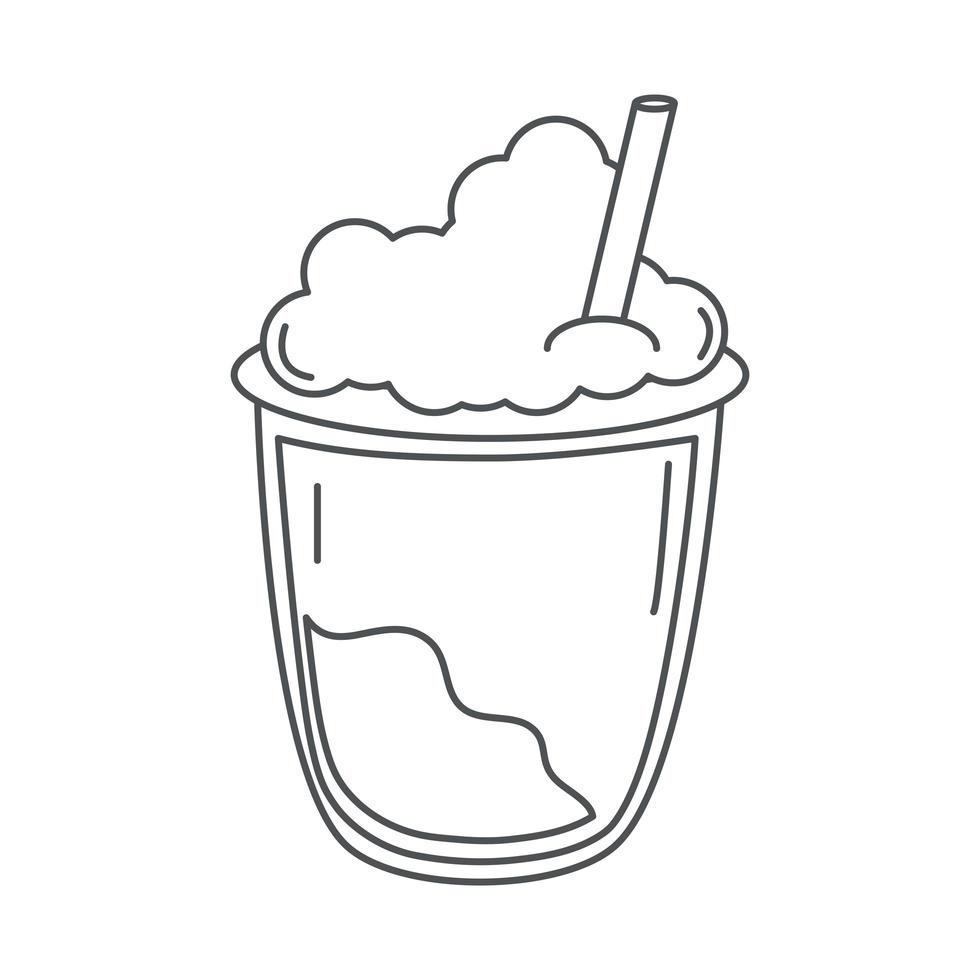 tea smoothie yummy drink with straw line icon style vector