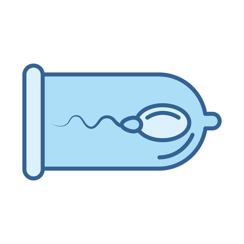 sexual health contraception sperm in condom protection line fill blue icon vector