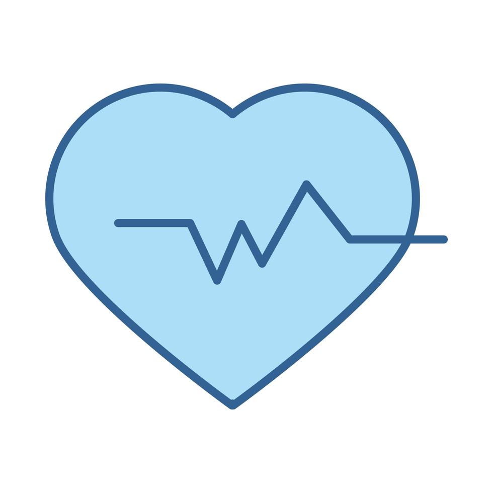 latido del corazón médico ritmo de pulso relleno de línea icono azul vector