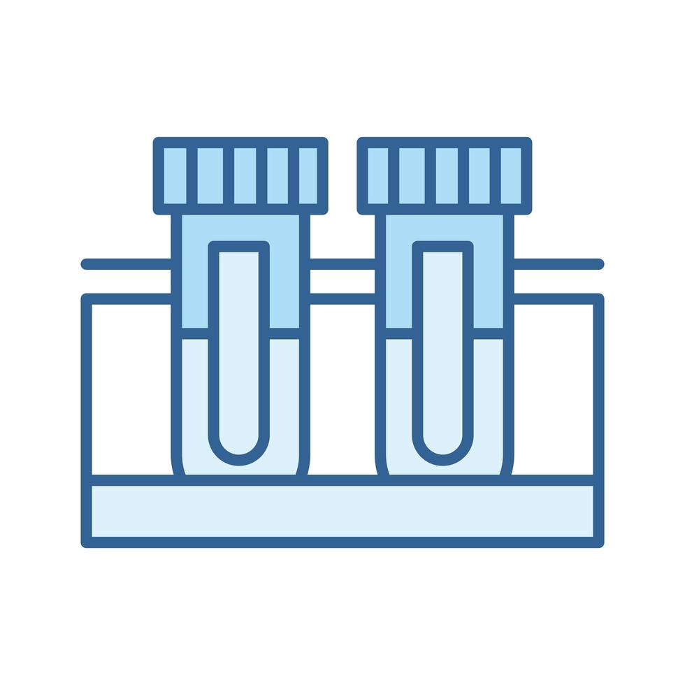 medical chemistry test tubes equipment line fill blue icon vector