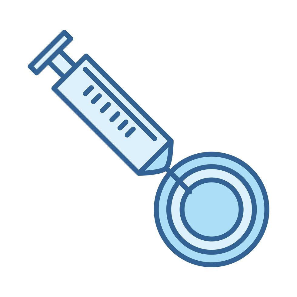 medical syringe test analysis equipment line fill blue icon vector